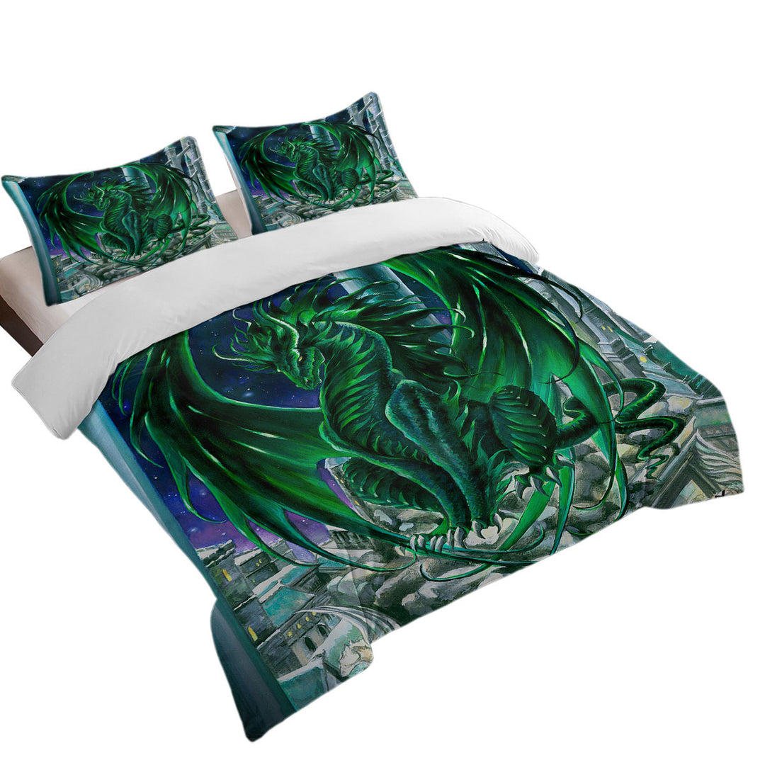 Monarch of the City Green Dragon Twin xl Duvet Covers