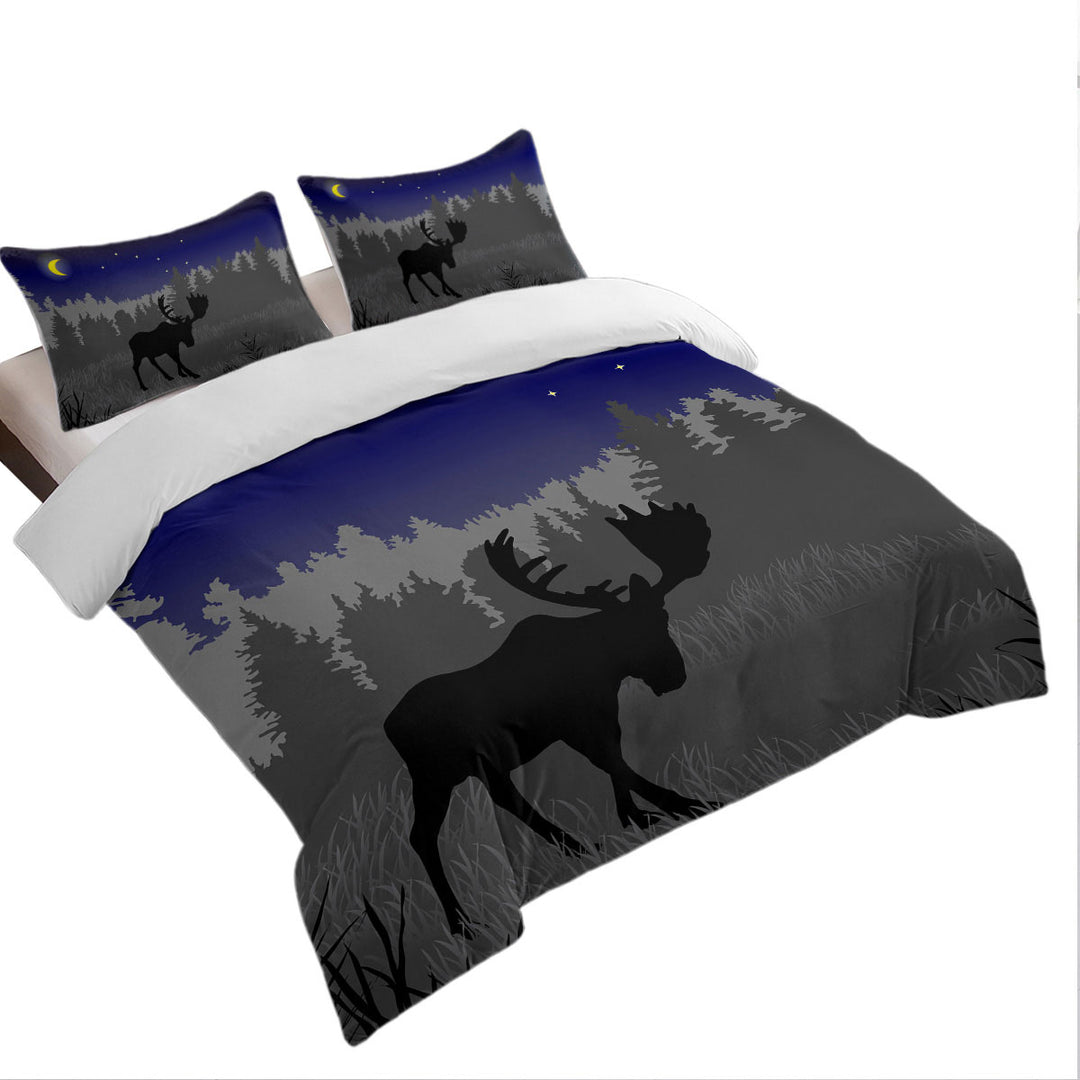 Moon Light Moose Duvet Cover