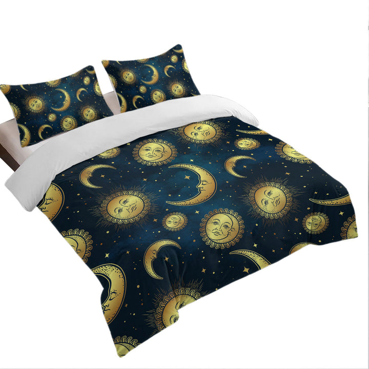 Moon and Sun in Space Good Duvet Covers