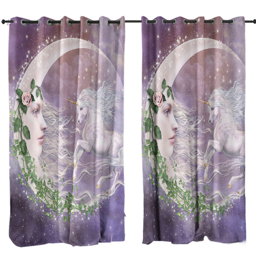 Moonicorn Fantasy Art the Moon and Unicorn Curtain