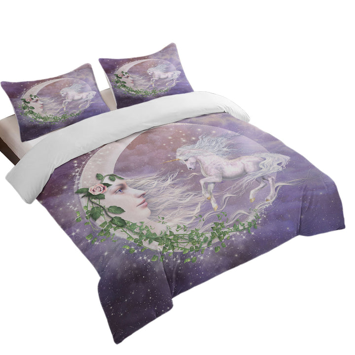 Moonicorn Fantasy Art the Moon and Unicorn Duvet Cover