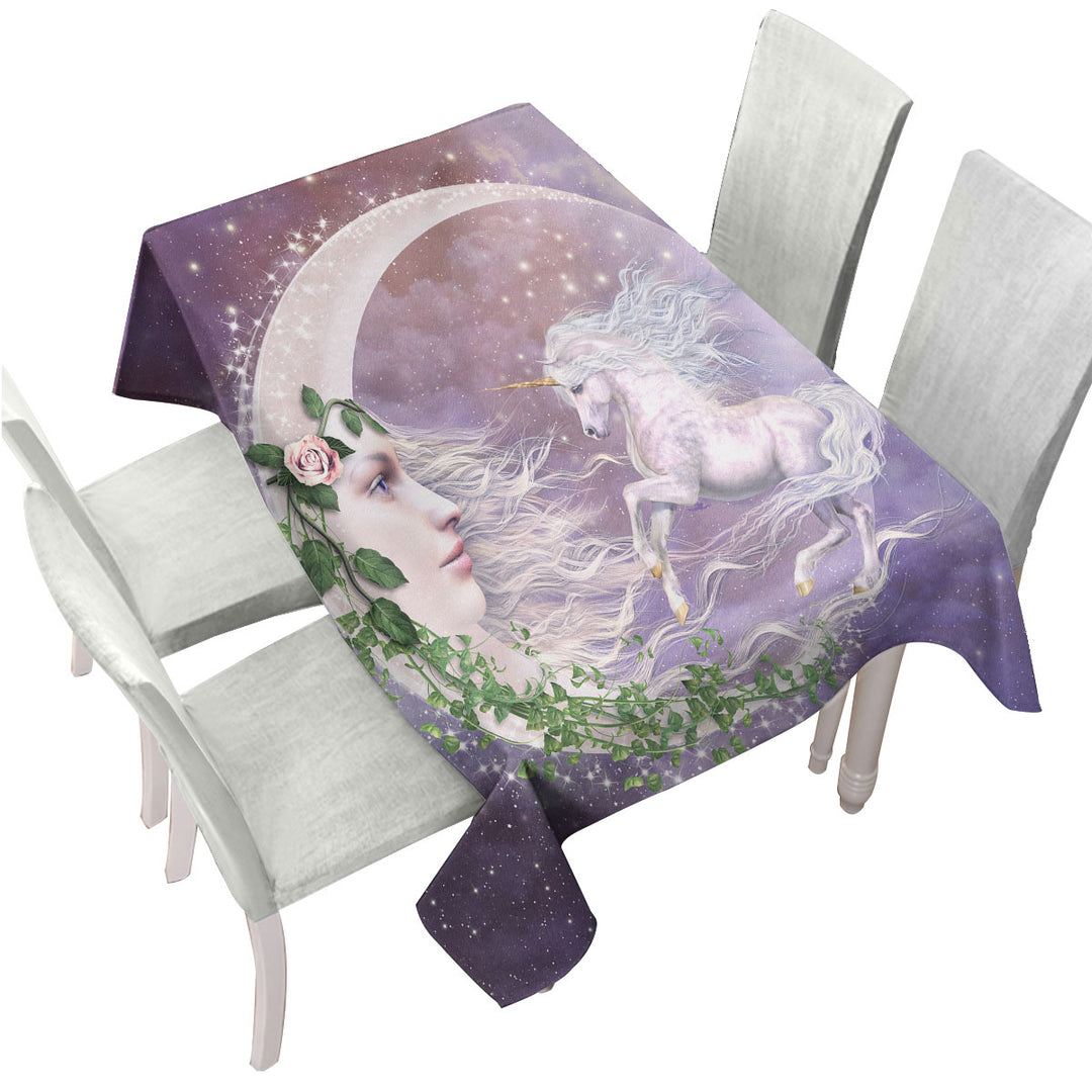 Moonicorn Fantasy Art the Moon and Unicorn Tablecloths