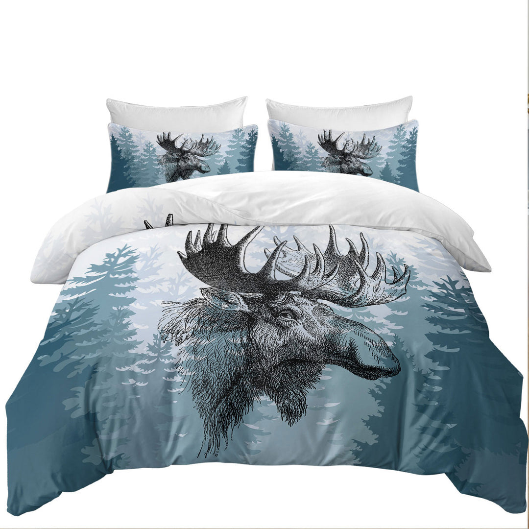 Moose Drawing Twin xl Duvet Covers