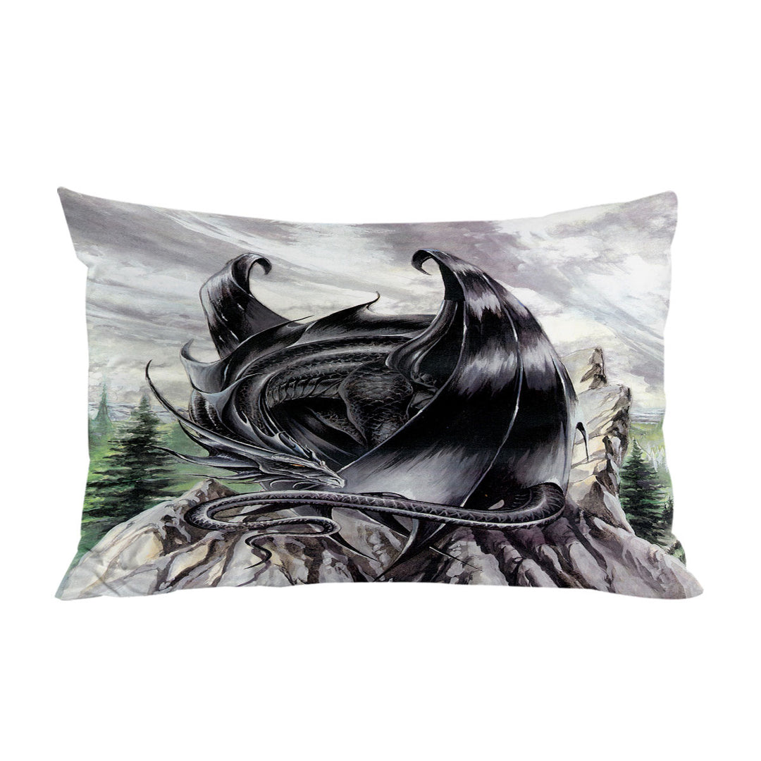 Morning Stretch Mountain Black Dragon Pillow Case Covers