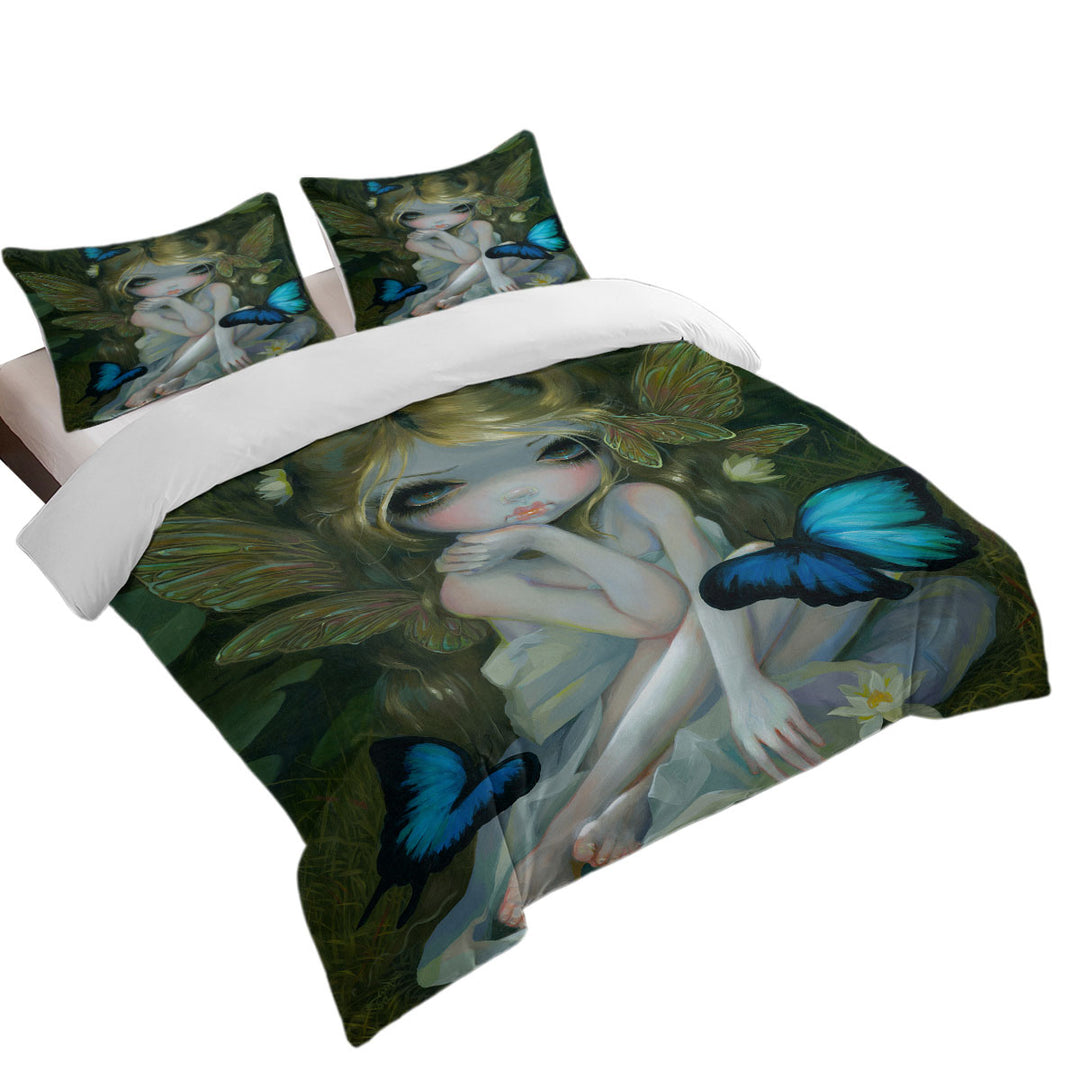 Morpho Butterflies and Lily the Forest Fairy Duvet Cover