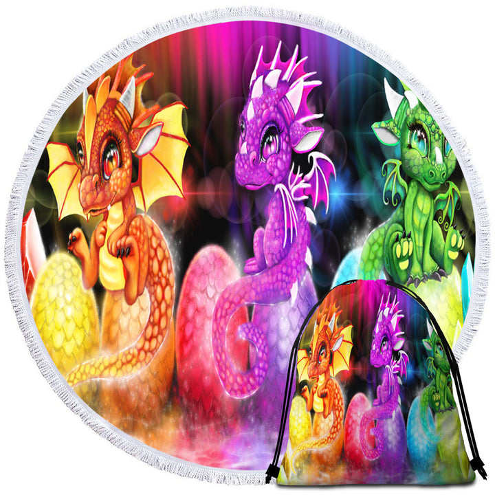 Multi Color Circle Beach Towels Spectrum Lil Dragons