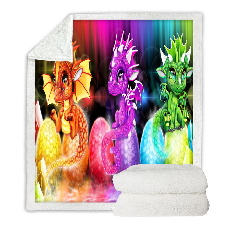 Multi Color Fleece Blankets Spectrum Lil Dragons