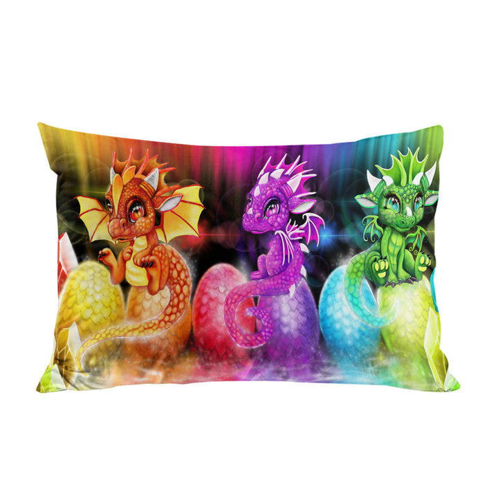 Multi Color Spectrum Lil Dragons Pillow Cases