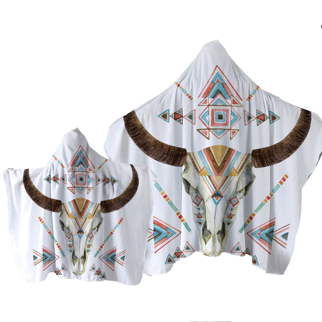 Multi Colored Bull Skull Towel Hoodie