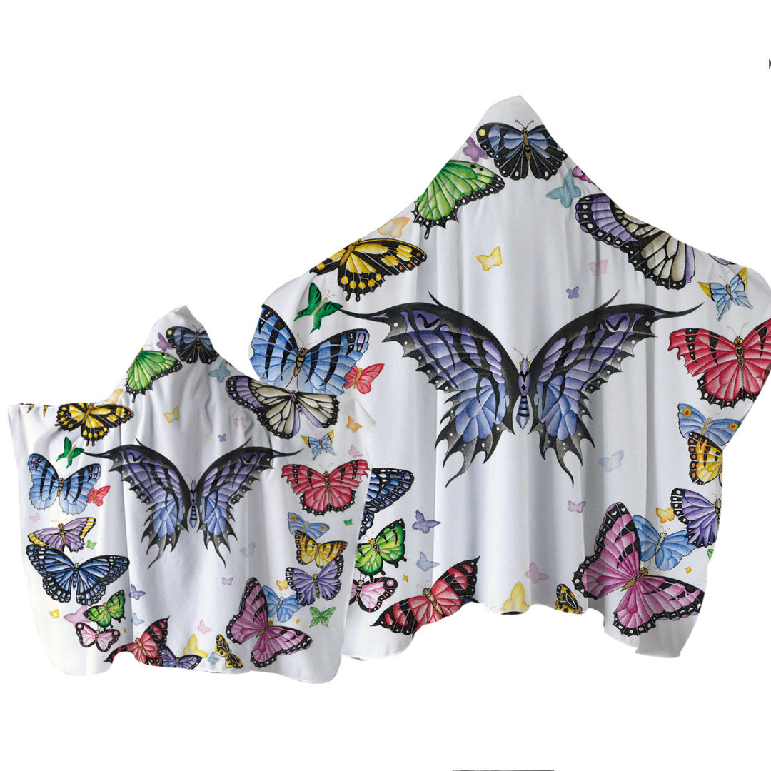 Multi Colored Dark Ring of Butterflies Towel Hoodie