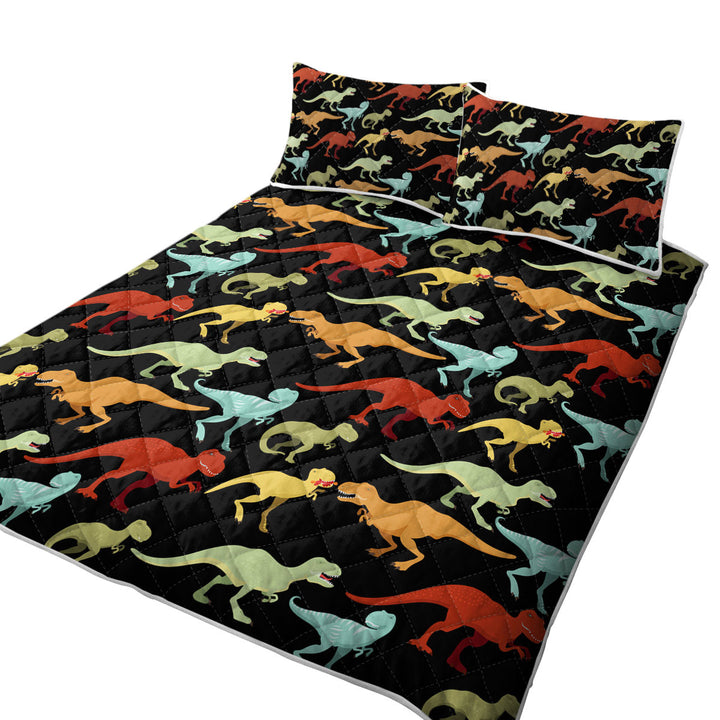 Multi Colored Dinosaurs T rex Quilts for Beds