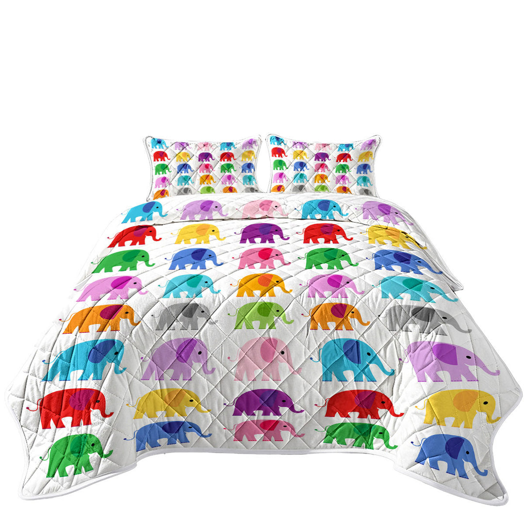 Multi Colored Elephant Pattern Coverlet