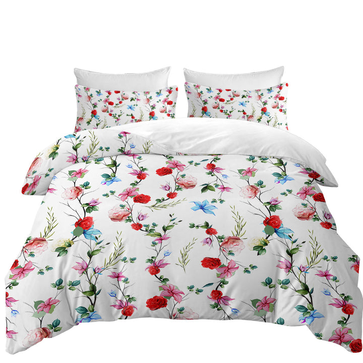 Multi Colored Flowers Pattern King Duvet Cover set