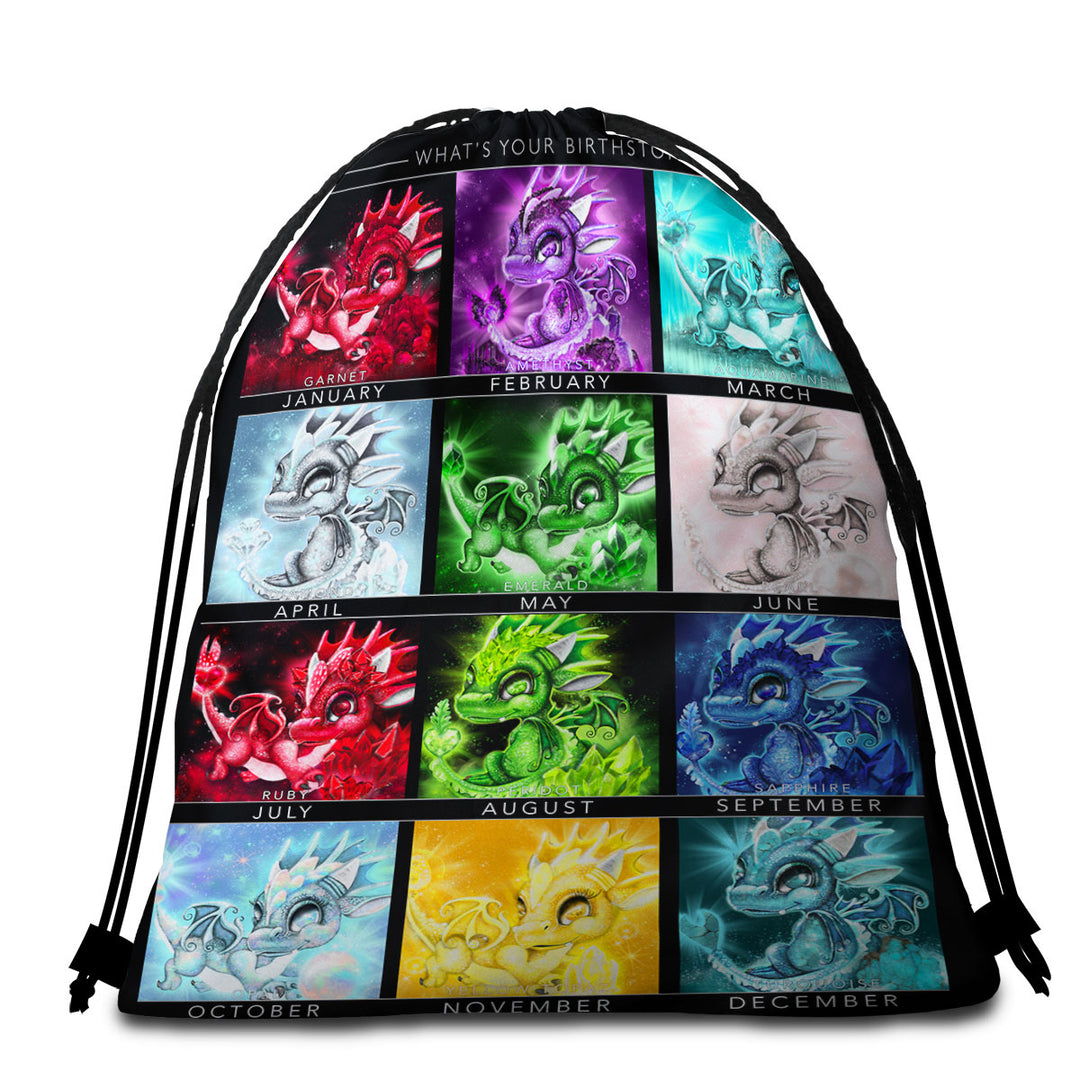 Multi Colored Lightweight Beach Towel The Birthstones Lil Dragons