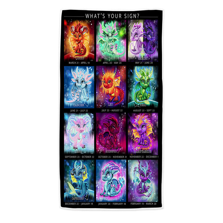 Multi Colored Microfiber Beach Towel The Zodiacs Lil Dragons