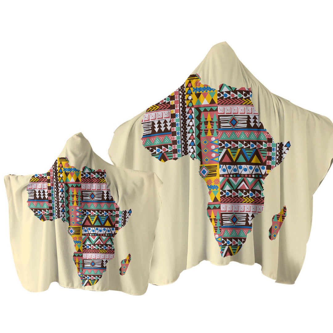 Multi Colored Patterns on Africa Map Towel Hoodie