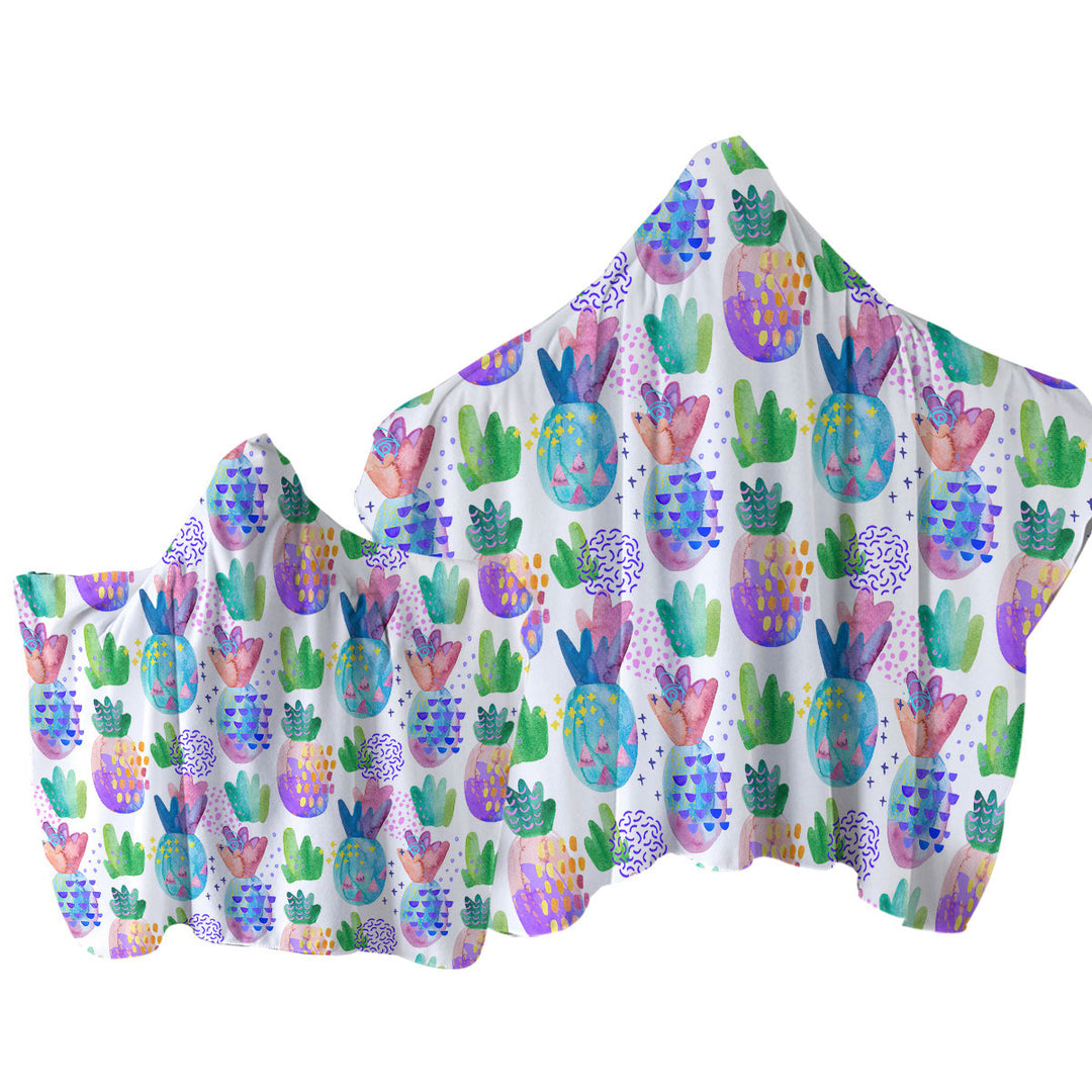 Multi Colored Pineapples Pattern Towel with Hood