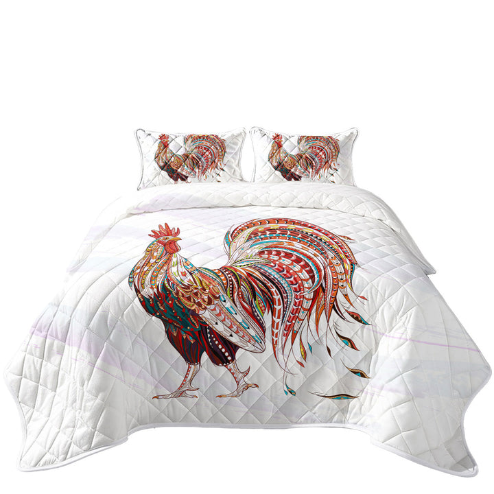 Multi Colored Rooster Coverlet