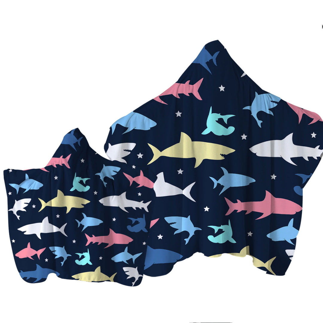 Multi Colored Sharks Towel Hoodie