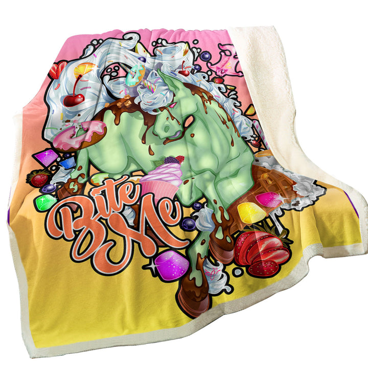 Multi Colored Sweets Rudicorn Funny Cool Quote Throws