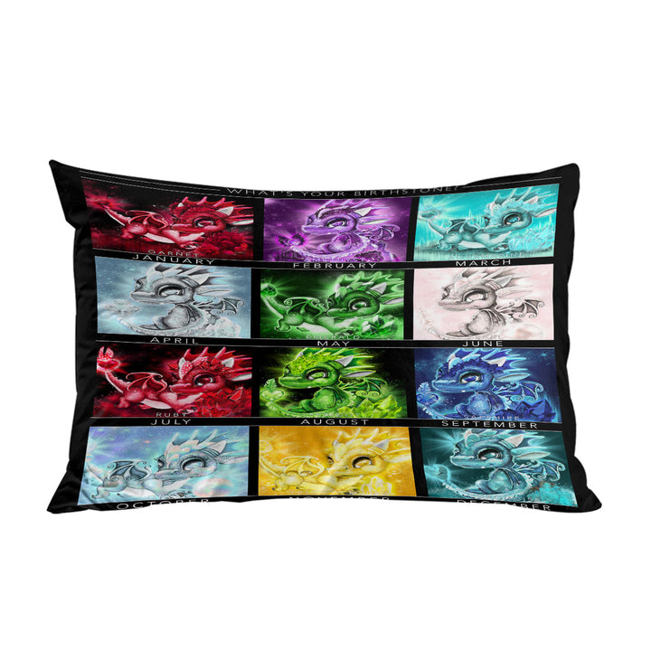 Multi Colored The Birthstones Lil Dragons Pillow Cases