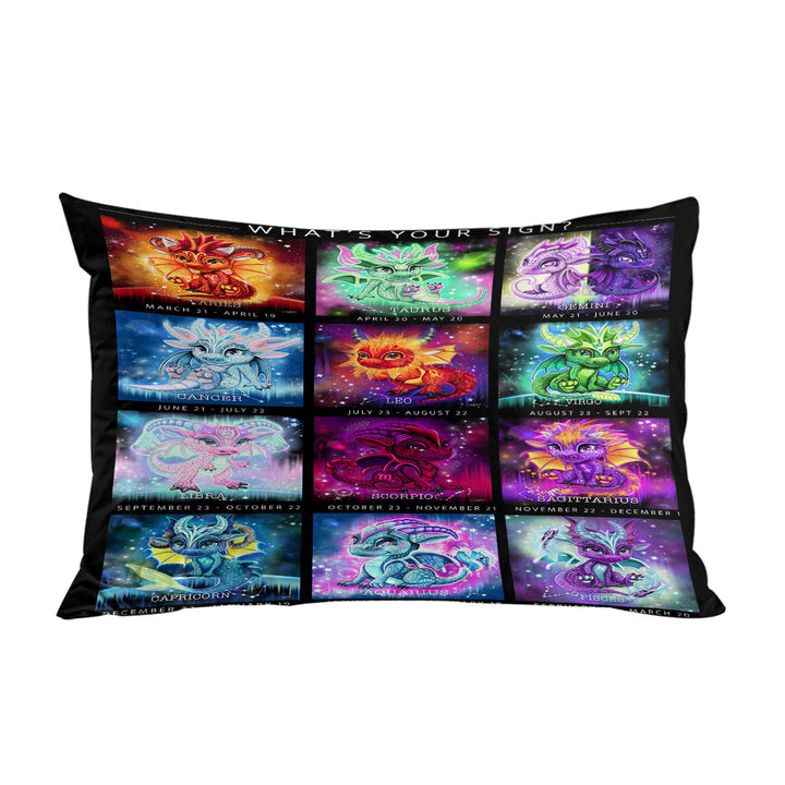 Multi Colored The Zodiacs Lil Dragons Pillowcase