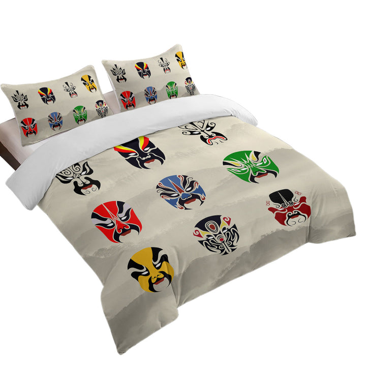 Multi Colored Warrior Masks King Quilt Cover