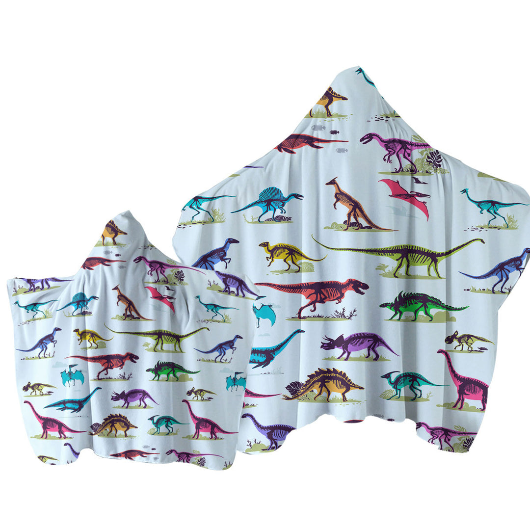 Multi Colored X rays of Dinosaurs Towel Hoodie