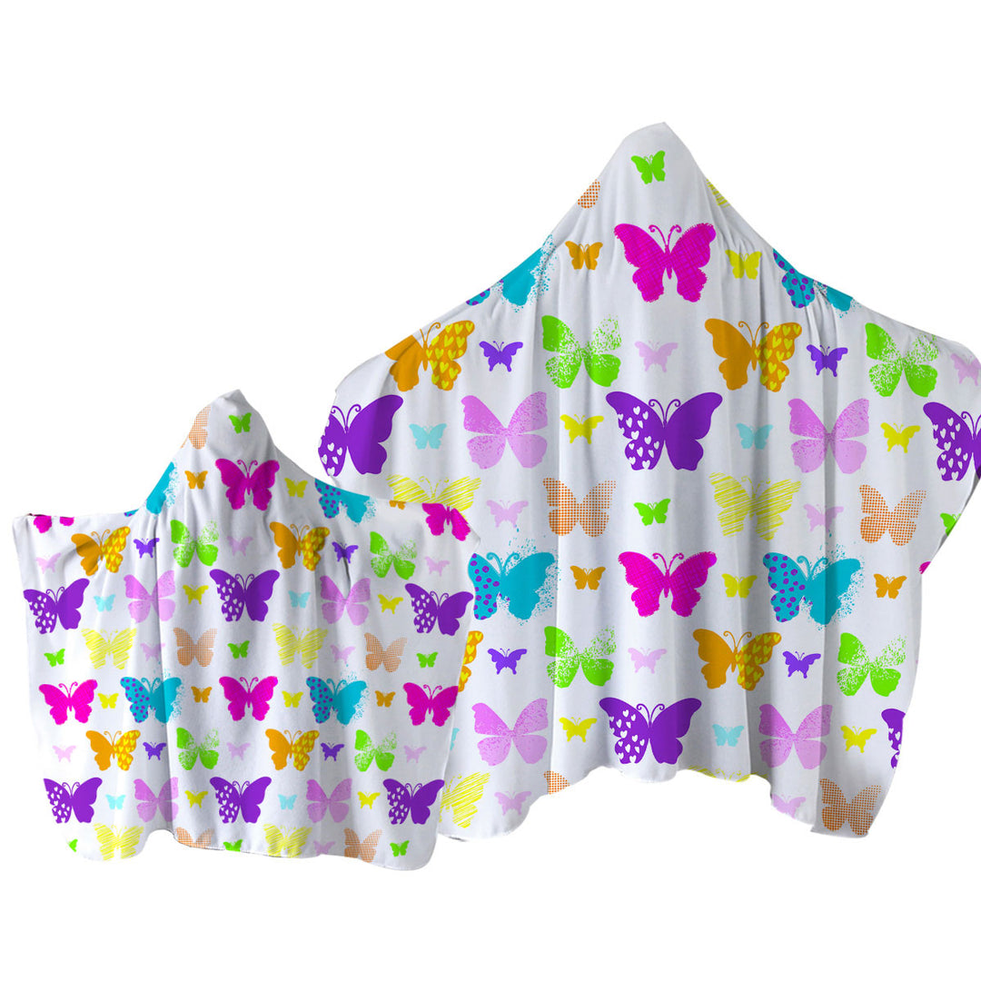 Multi Patterns Colorful Butterflies Towel Hoodie