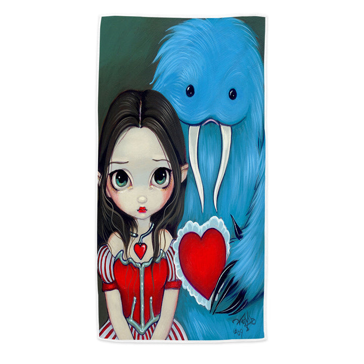 My Very Strange Valentine Adorable Maiden and Yeti Beach Towel