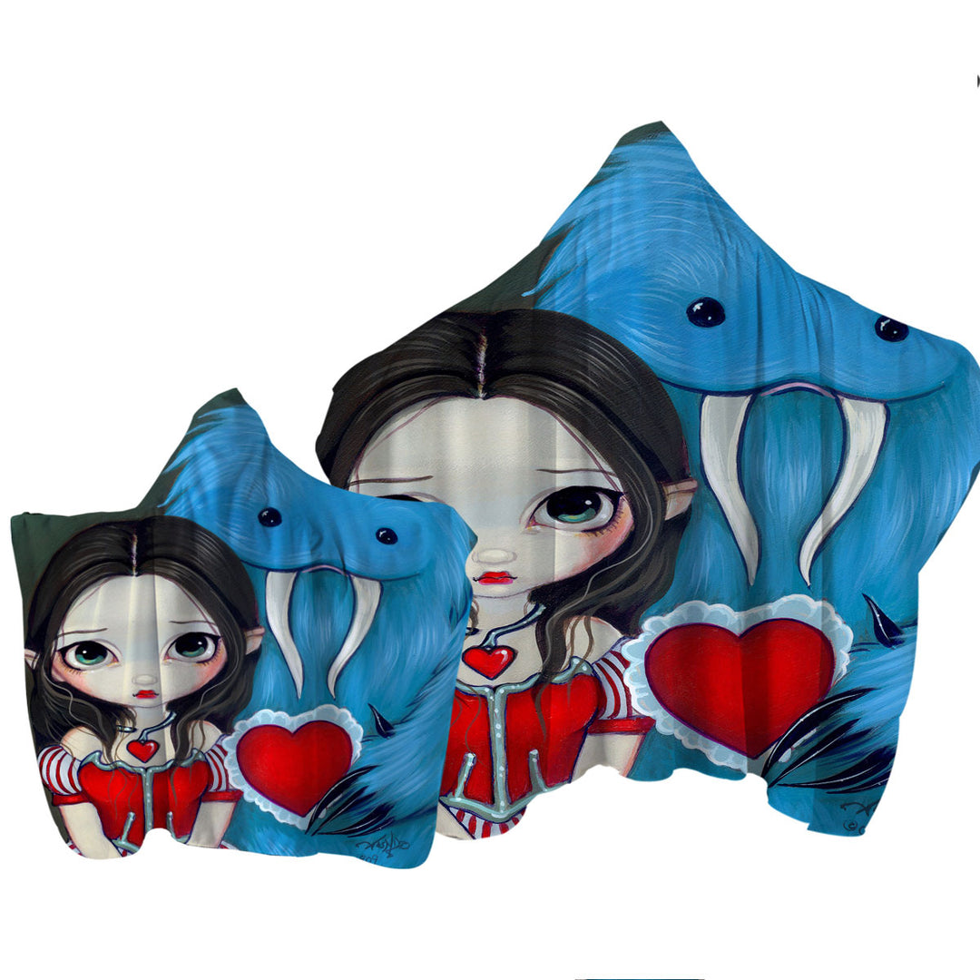 My Very Strange Valentine Adorable Maiden and Yeti Hooded Beach Towel