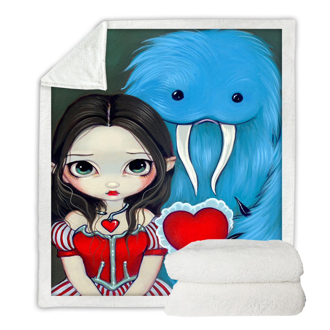 My Very Strange Valentine Adorable Maiden and Yeti Sherpa Blanket