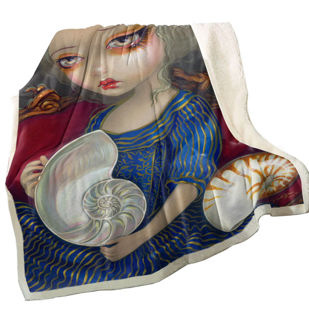 Mystery of the Nautilus and Beautiful Lady Decorative Throws