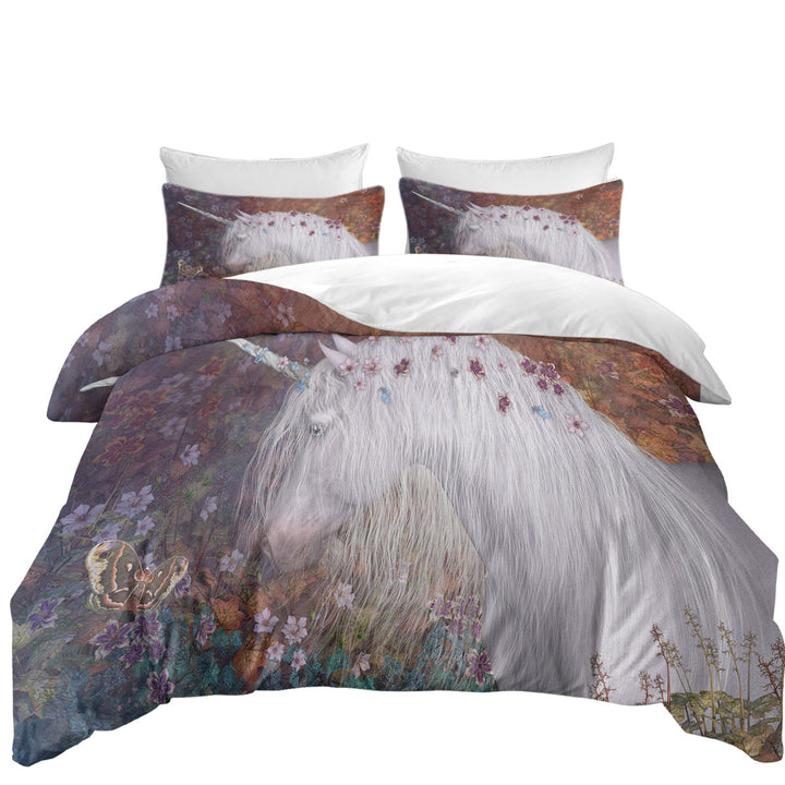 Mystic Spring Fantasy Art Floral Unicorn Coverlets