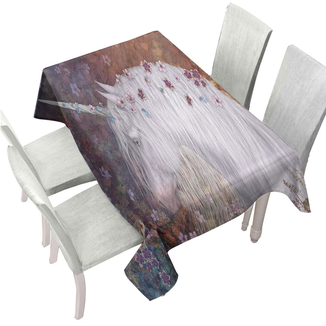 Mystic Spring Fantasy Art Floral Unicorn Custom table Covers