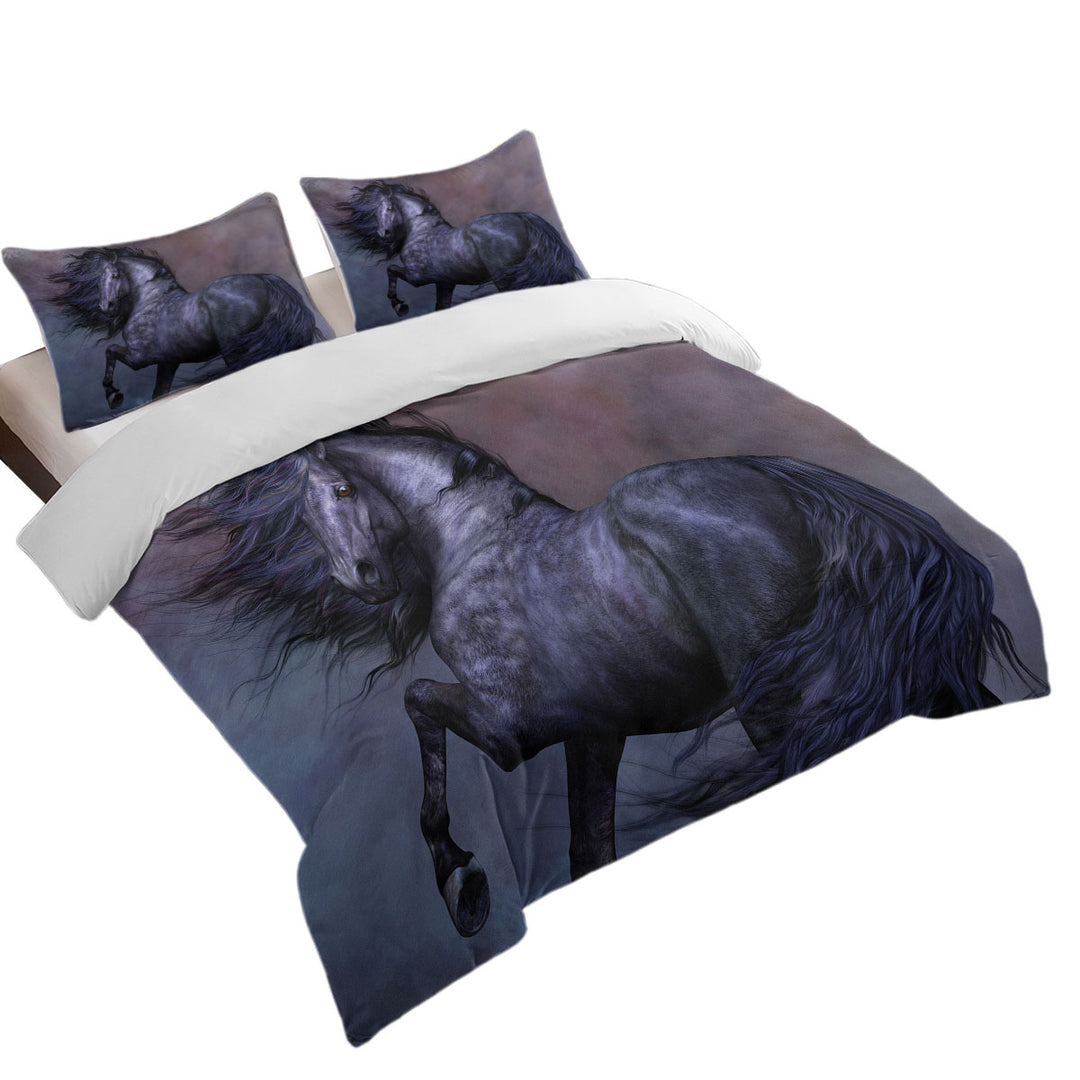 Mythos the Handsome Black Horse Duvet Cover