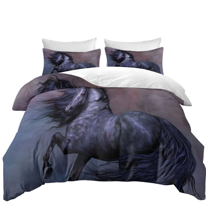 Mythos the Handsome Black Horse Duvet Covers