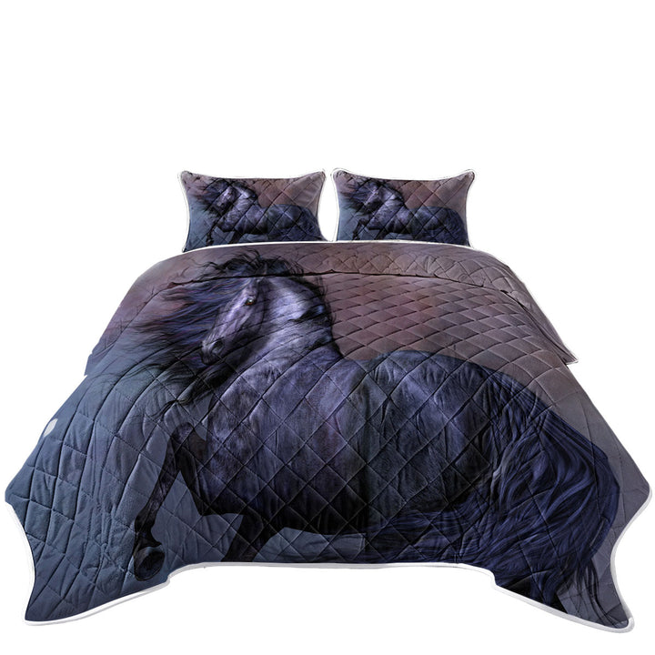 Mythos the Handsome Black Horse King Size Quilt Sets