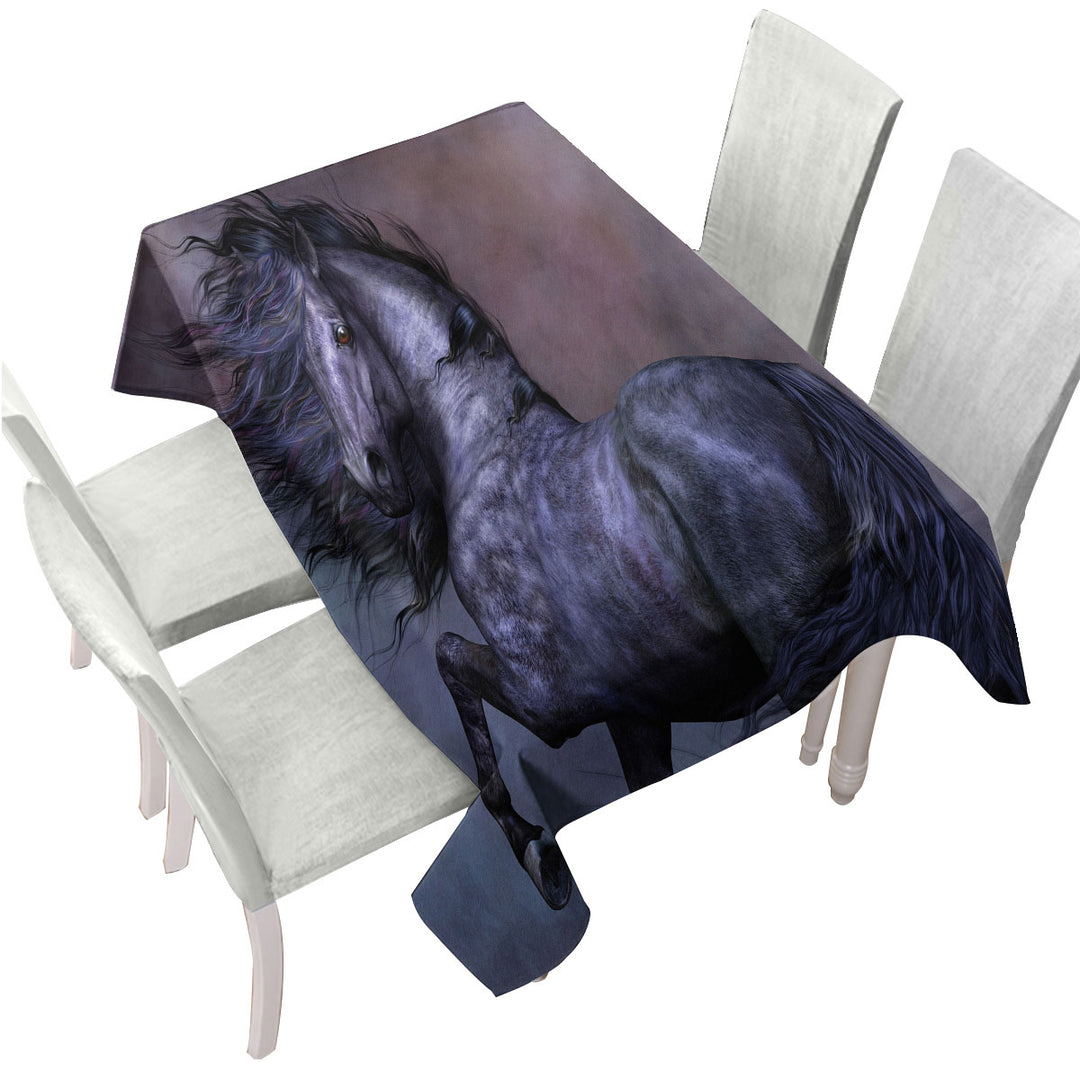 Mythos the Handsome Black Horse Tablecloths