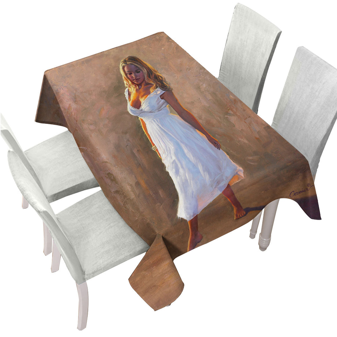 Natasha Beautiful Blond Woman Painting Tablecloth