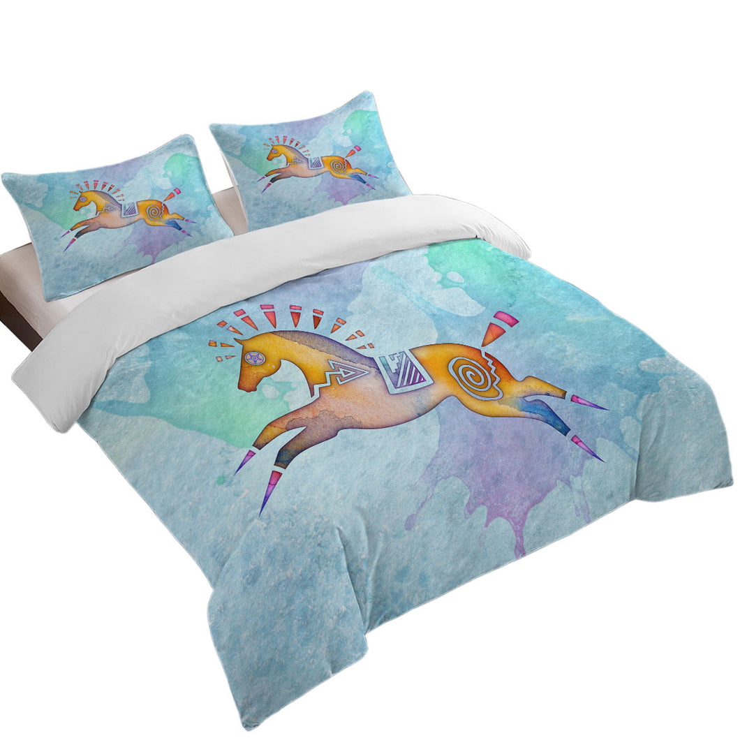 Native American Animal Art Painted Horse Pony Duvet Cover set