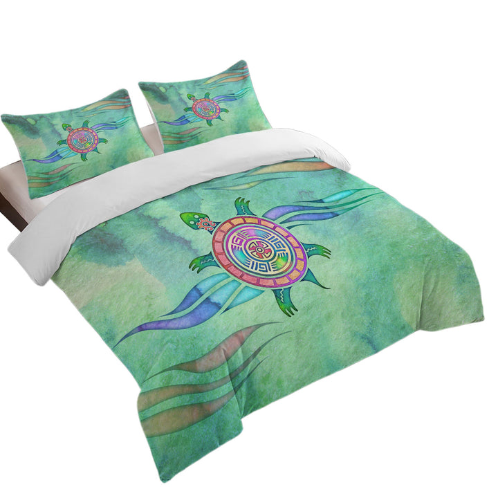 Native American Animal Art Painted Turtle Duvet Cover sale