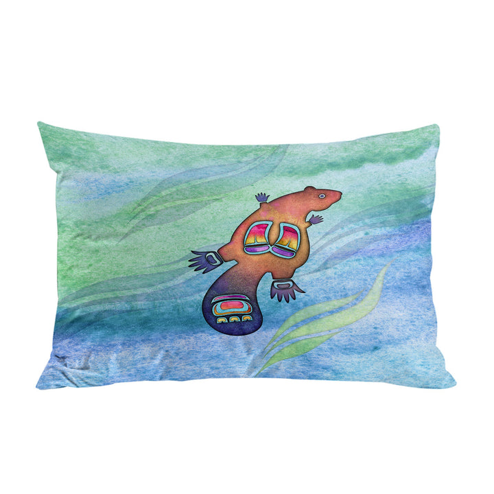 Native American Art Cute Painted Beaver Pillowcase