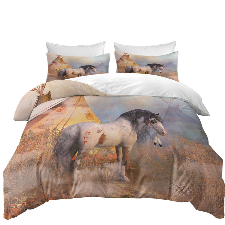 Native American Art Dawn Warrior Horse Good Duvet Covers