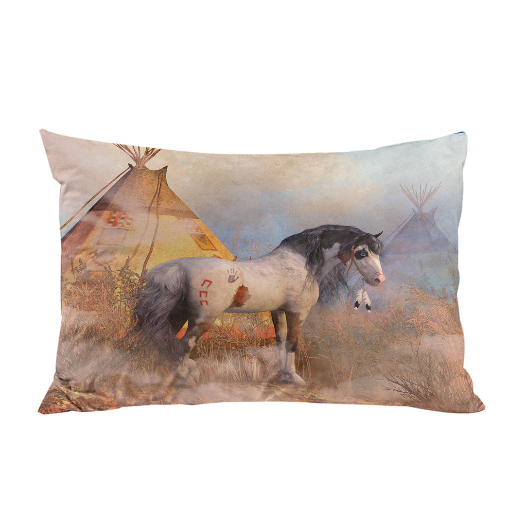 Native American Art Dawn Warrior Horse Pillow Cases