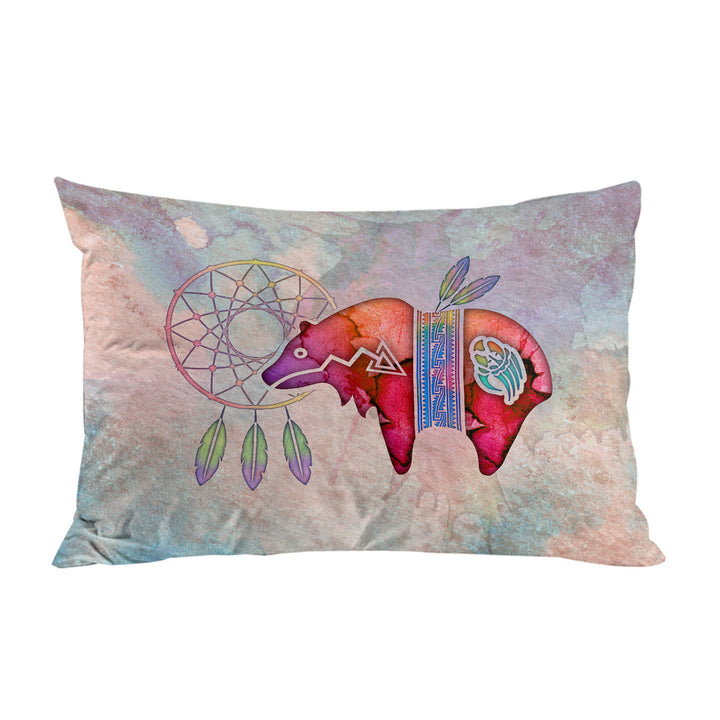 Native American Art Painted Dream Catcher and Bear Pillow Cases