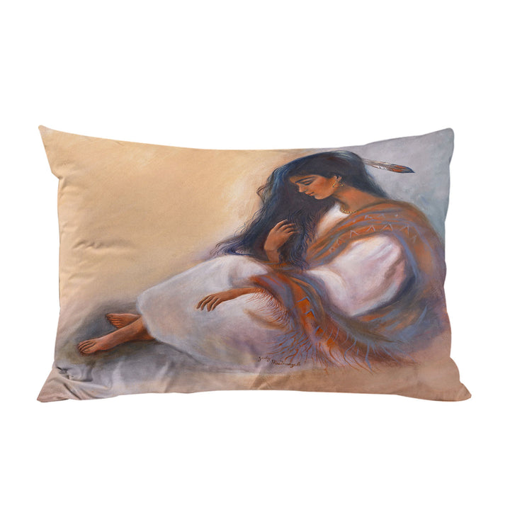 Native American Art Sitting Beautiful Indian Girl King Pillow Cases