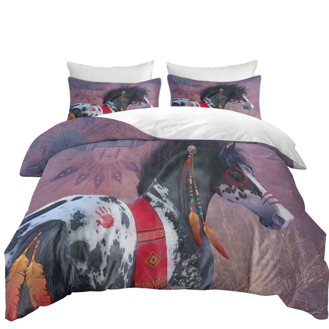 Native American Art on Painted War Pony Horse Quilt Cover Sets