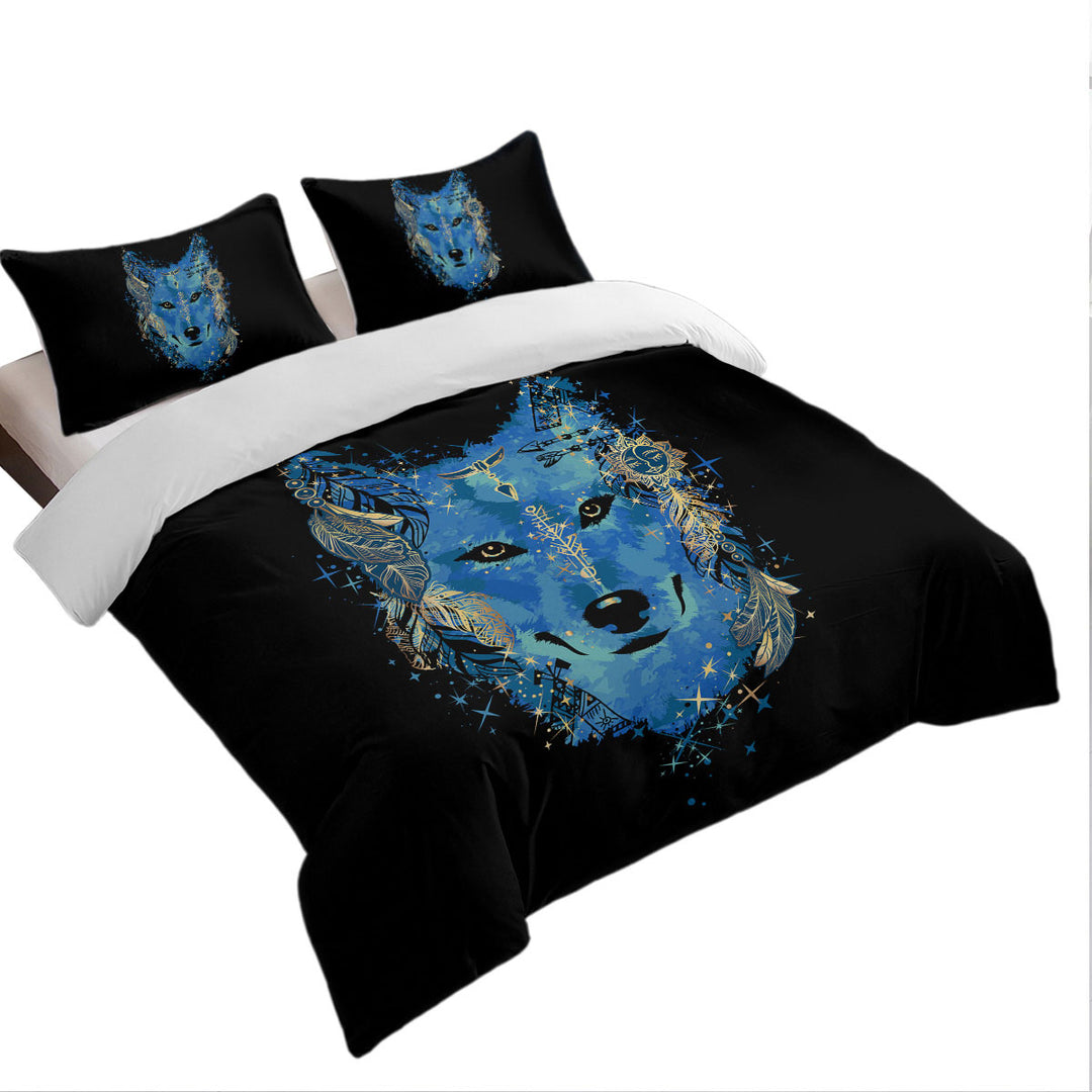 Native American Blue Wolf Duvet Cover