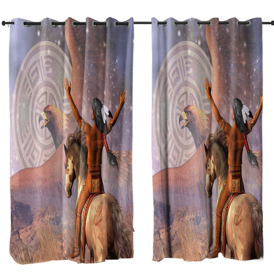 Native American Brave the Eagle Warrior Curtains